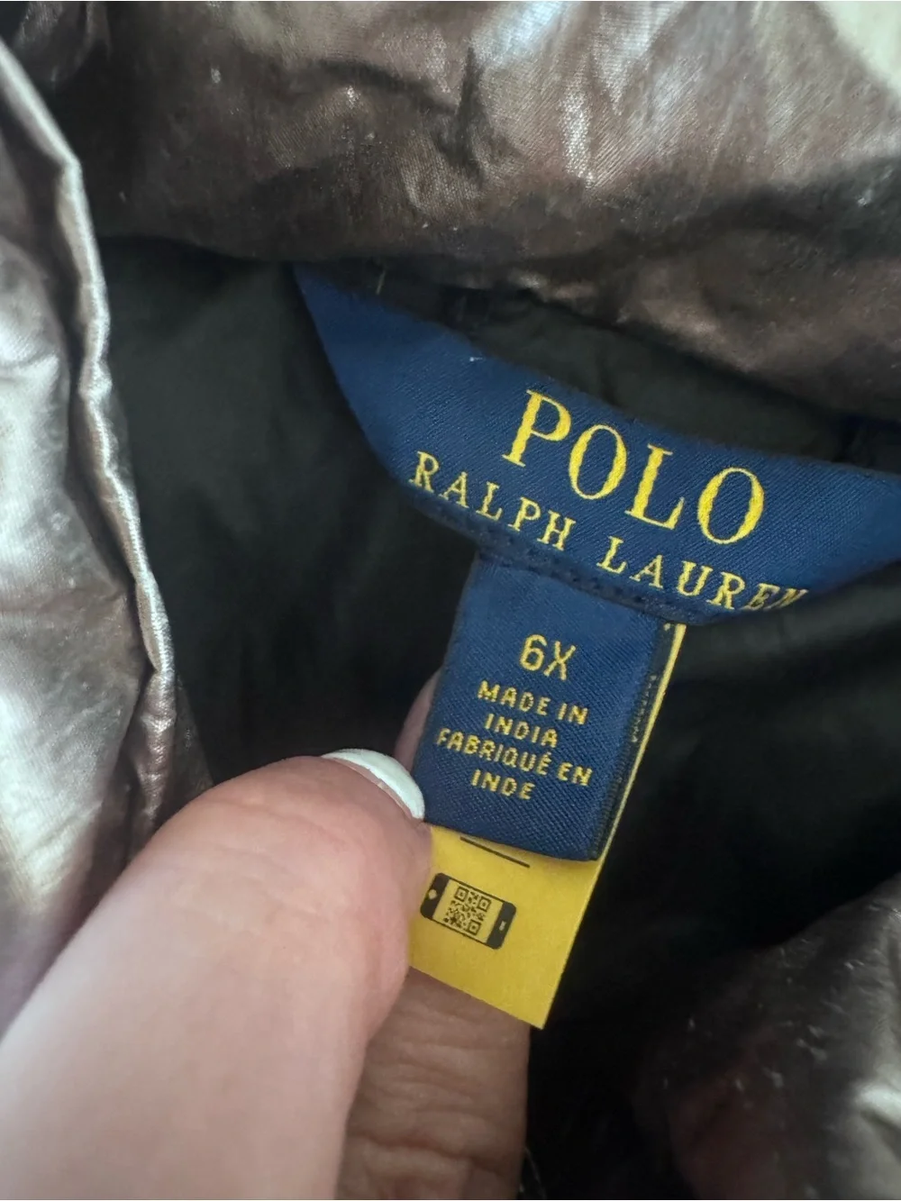 Ralph Lauren Silver Metallic Kids Puffer Jacket